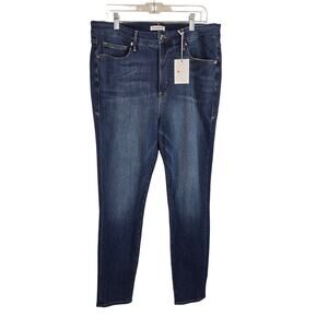 Good American Good Legs High Rise Skinny Ankle Whiskering Women's Jeans 18 NWT
